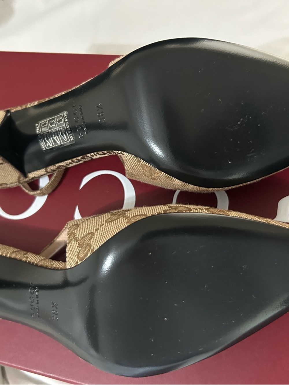 Gucci Beige/Brown GG Canvas Slingback Pump with Horsebit - Picture 3 of 6